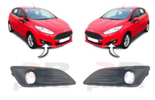 FOR FORD FIESTA 13-17 FRONT BUMPER FOG LIGHT COVER GRILL TEXTURE / CHROME PAIR