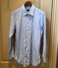 Ermenegildo Zegna Su Misura Made for Forbes Blue Micropattern Stripe Shirt 16-41