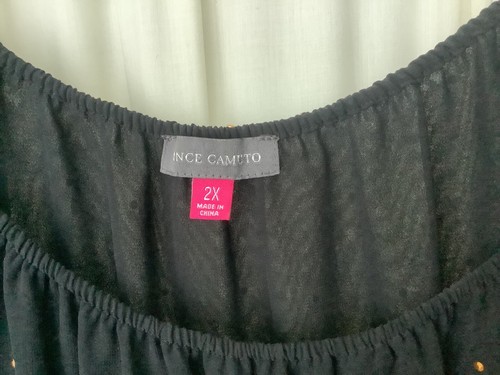 Vince Camuto Women’s Sheer Black Blouse With Small Gold Studs Size 2X - Picture 11 of 11