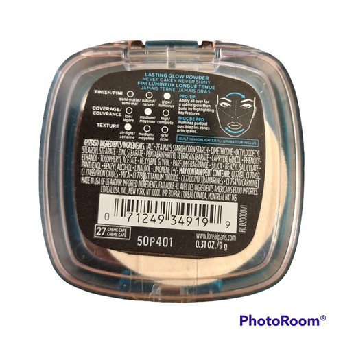 New L'Oreal Infallible Pro-Glow Longwear Dual Color Powder #27 Creme Cafe Makeup - Picture 2 of 2