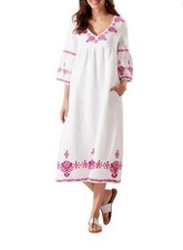 Tommy Bahama Womens Embroidered Tea Length Maxi Dress Size Medium