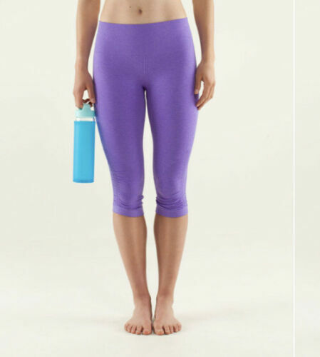Lululemon In The Flow II Crop Leggings Ruche Sides Size 8 Purple EUC | eBay