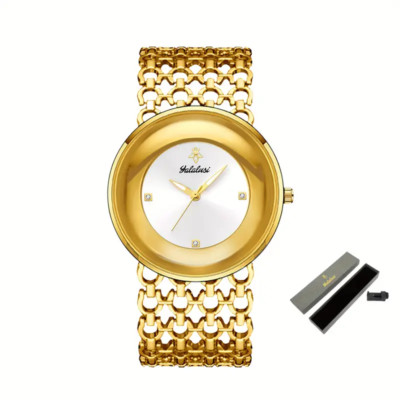 Golden Women Quartz Wrist Watch Rhinestone Analog-Digital Display Holiday Gift