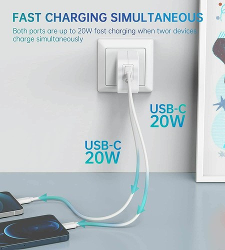 Brand New ChoeTech PD 3.0 40W Dual Port USB-C Charger Phone Tablet Power Adapter - Picture 5 of 7