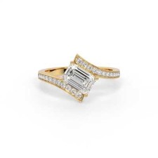 1.25 Carats Emerald Cut Lab Grown Diamond 14k Yellow Gold Engagement Ring