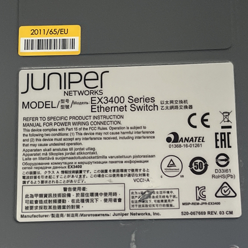 JUNIPER NETWORKS EX3400-48P 48-PORT ETHERNET SWITCH - Picture 4 of 4