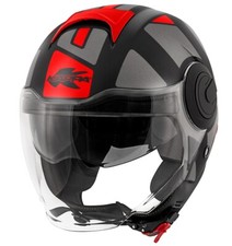 CASCO HELMET MOTO JET KAPPA KV37 STYLE NERO TITANIO ROSSO OPACO TG S