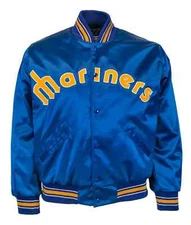 Seattle Mariners 1982 Bomber Blue Jacket with FREE SHIPPING