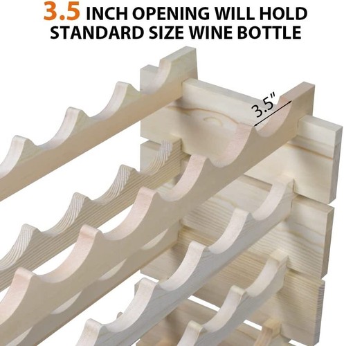72 Bottles Holder Wine Rack Stackable Storage 6 Tier Solid Wood Display ...