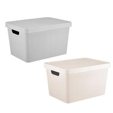 Pack of 2 Storage Container With Lid Home Organising Solution 17L Box Basket