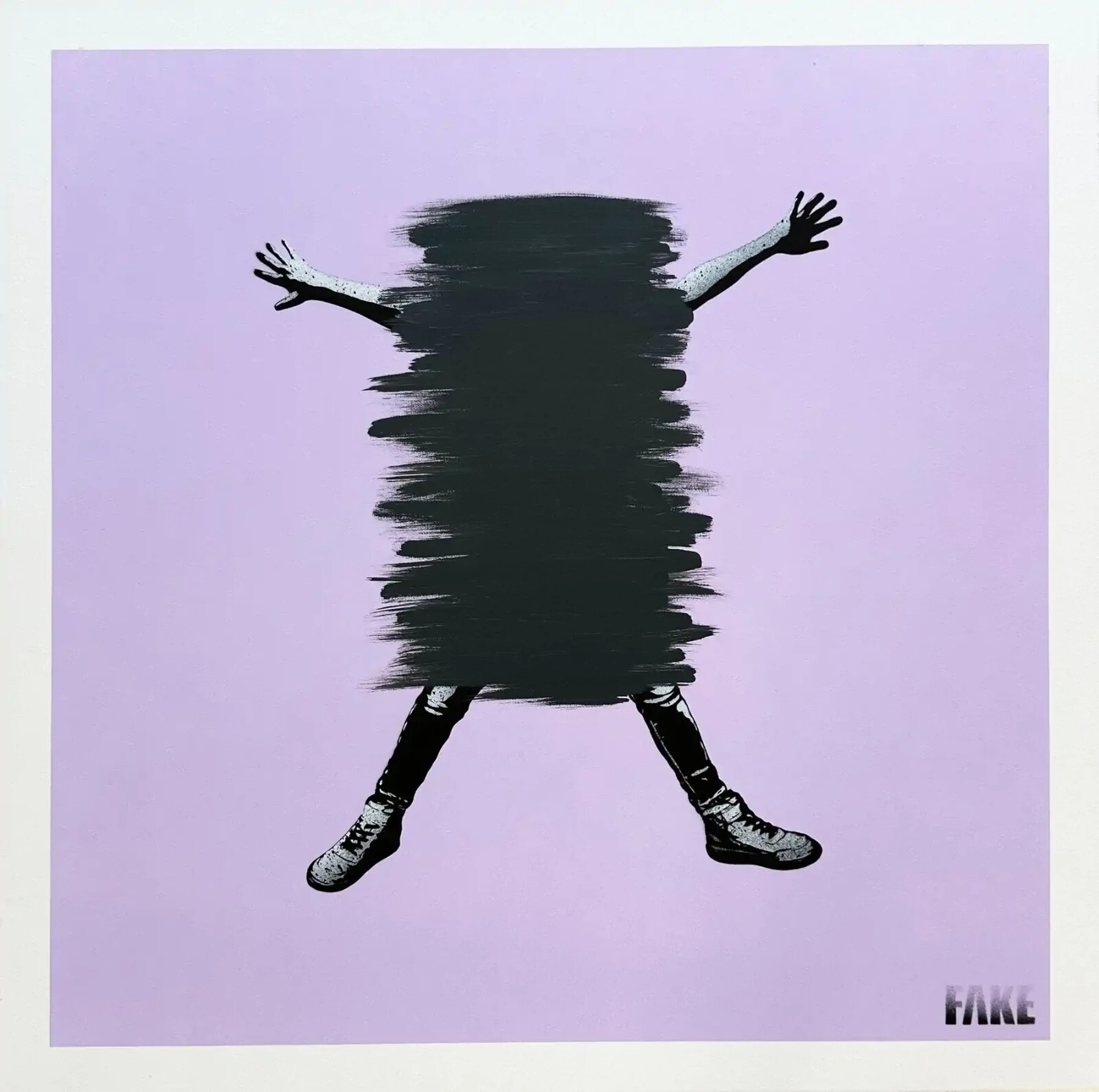 FAKE - PASTED, One-of-a-Kind Spray Paint on Canvas, Signed (27.5 x 27.5 in)