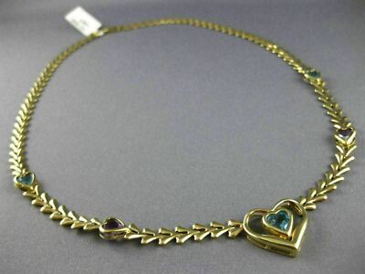 ESTATE AAA AMETHYST & BLUE TOPAZ 14KT YELLOW GOLD ARROW HEART