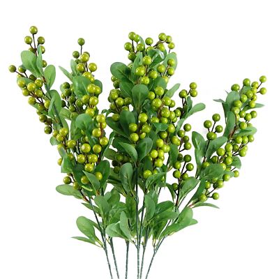 Künstliches Laub grüne Beere Spray 70 cm 6er Pack