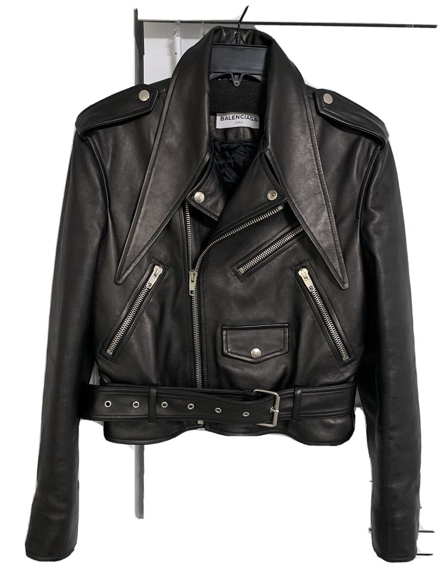 Leather jacket Balenciaga Black size 38 FR in Leather  31185202