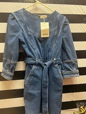 Women NWT "Sezane" denim 3/4 sleeves, short dress. Size 4. 