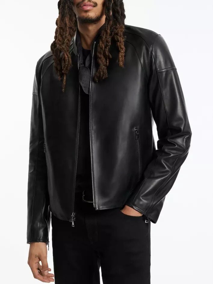 $2698 NWT Brand New John Varvatos Collection Croix Moto Jacket.  EU 48 USA 38
