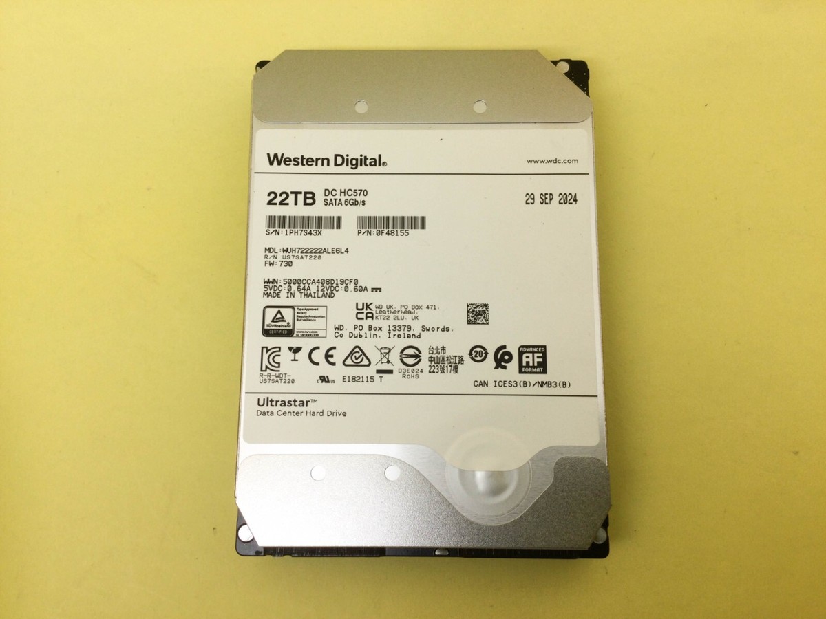 WD Ultrastar DC HC570 22TB 7.2K SATA 6Gb/s 512e 3.5in HDD