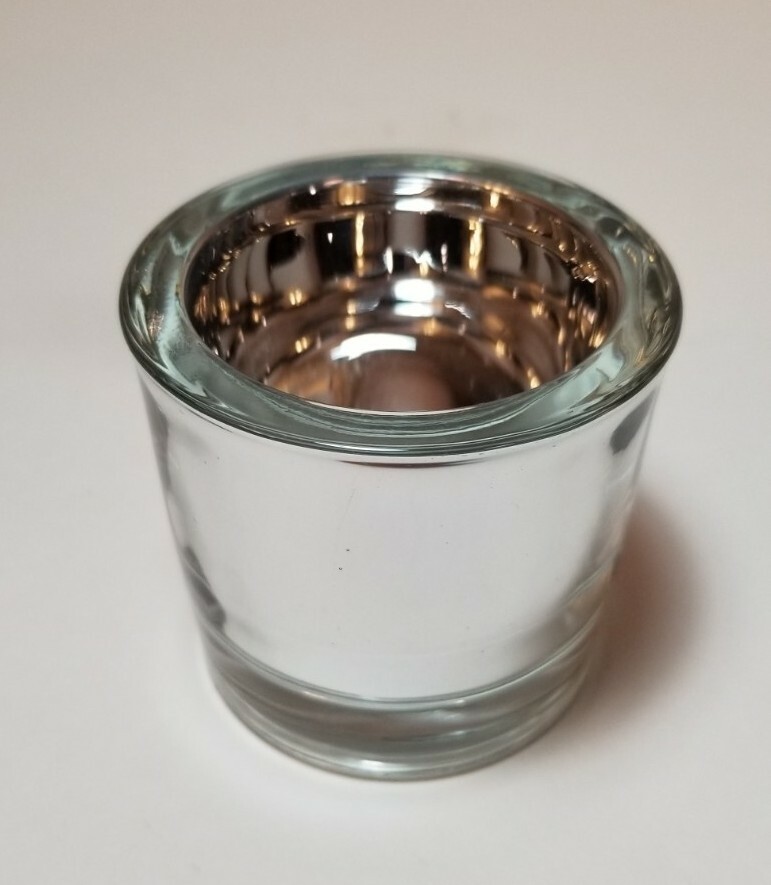 RICHLAND - Chunky SILVER Mirror Glass Votive Holder - NEW FREE SHIPPING 