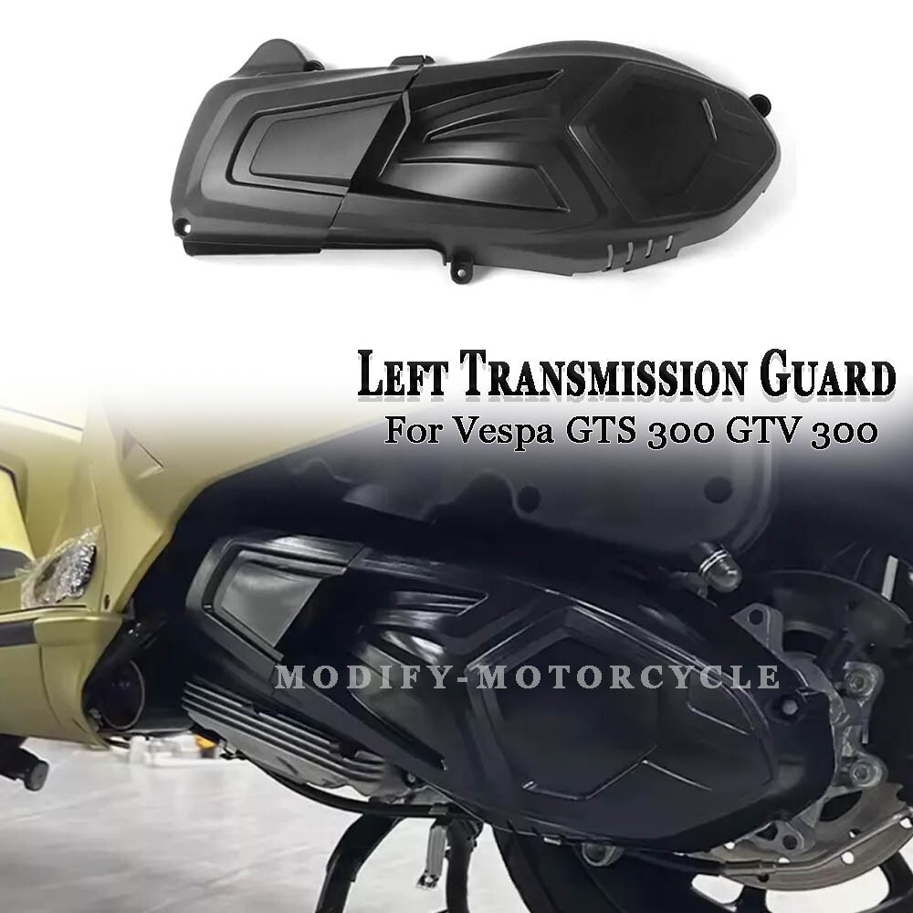 For Vespa GTS 300 GTV 300 Black Engine Left Transmission Guard Cover Heat  Shield