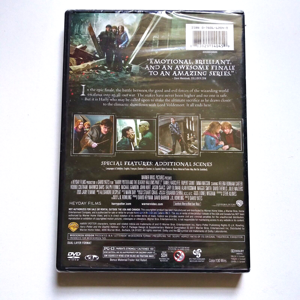 Harry Potter and the Deathly Hallows Part 2 DVD Widescreen Daniel Radcliffe eBay