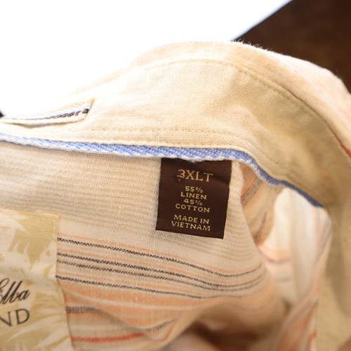 Tasso Elba Island Shirt Mens 3XLT Tall Linen/Cotton Button Striped Short Sleeve - Picture 6 of 6