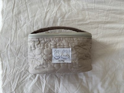 NWOT Miffy Silouette Pattern Quilted Vanity Cosmetic Pouch Case Bag with Handle