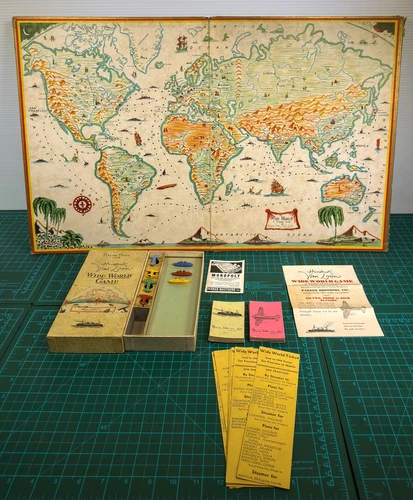 VTG 1933 Parker Brothers Hendrik Van Loon's Wide World Board Game Map