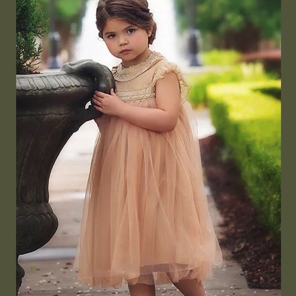 Trish Scully NWT Allessandra Tulle Lace Flower Girl Fancy Cream Dress Size 7