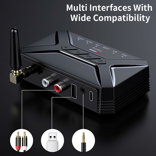 Black Bluetooth 5.1 Audio Transmitter&Receiver 2 in1 Adapter RCA/AUX - Afbeelding 7 van 22