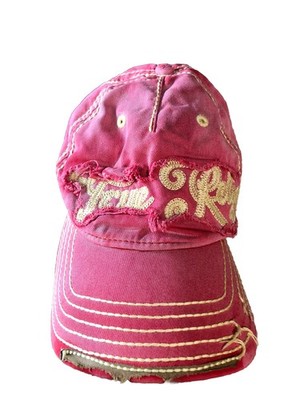 Vintage True Religion Embroidered Distressed Logo Hat Y2K Leather Strapback Red