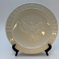 Vintage American Eagle Cigar Ashtray With leaves Around Rim. Made In Italy