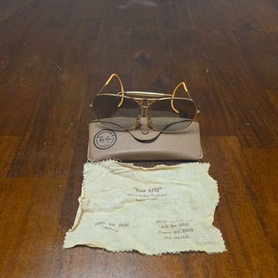 1960's VINTAGE B&L RAY-BAN  1/10 12K GF GRAY LENS SHOOTERS SUNGLASSES