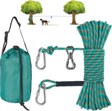 Dog Tie Out Cable for Camping, 100Ft Portable Overhead Trolley System for Dogs u