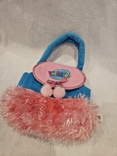 Webkinz Carrier Corduroy Bag Plush Blue Pink Faux Fur Polka Dot Lining Ganz 
