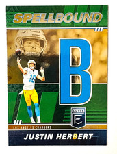 2022 Donruss Elite Justin Herbert GREEN Spellbound Card Letter B Chargers!