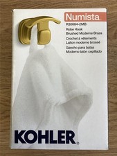  KOHLER Numista Wall Mount Robe Hook Brushed Moderne Brass R30664-2MB NEW