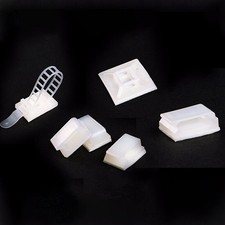 White Zip Ties Mounts Self Adhesive Cable Tidy Tie Base Holders Organiser