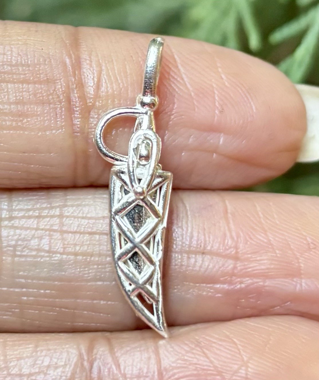 Pure Silver Chaku Knife Sikh Katar Nazar Locket Pendant for Evil Eye Protection