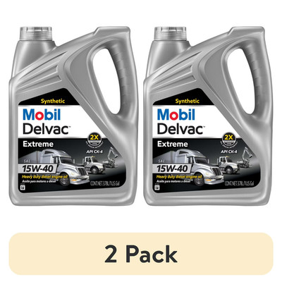 (2 pack) Mobil Delvac Extreme Heavy Duty Full Synthetic Diesel Engine Oil 15W-40