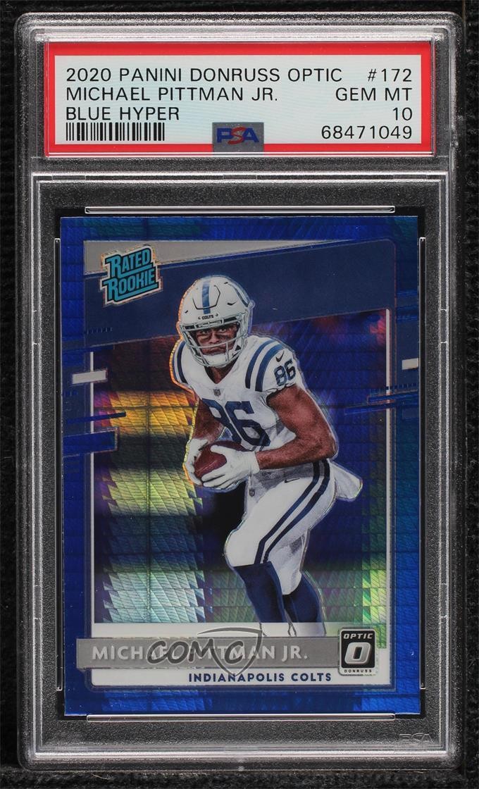 2020 Donruss Optic Rated Rookies Blue Hyper Prizm Michael Pittman Jr PSA 10 0jk3