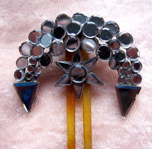 Vauxhall glass crescent shape hair comb - NO US IMPORT FEES