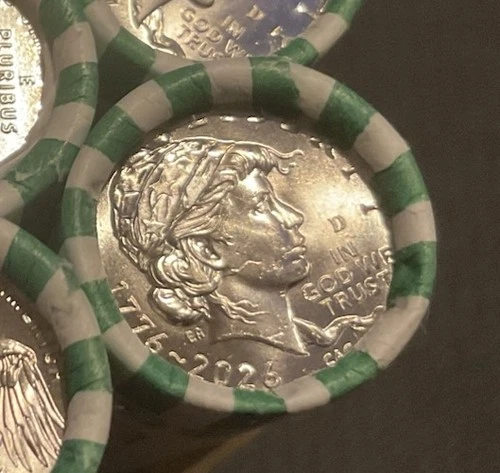 Uncirculated Roll (50 Coins) of the New Liberty 1776-2026 D Dime