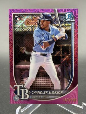 #ad 2025 Bowman Chrome Mega Box Chandler Simpson RC Pink Mojo Refractor # 199 Rays $5.99