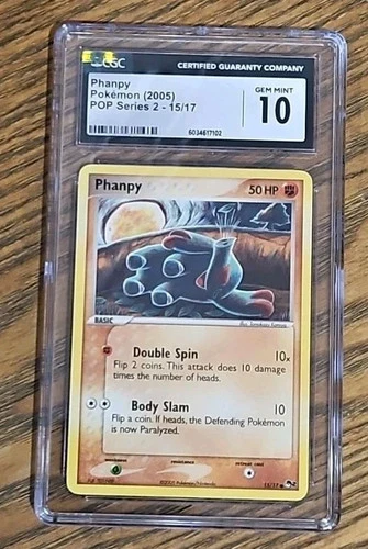 ⭐️ CGC 10 GEM MINT ⭐️ PHANPY POP Series 2 Pokemon Card 15/17 TCG 2005