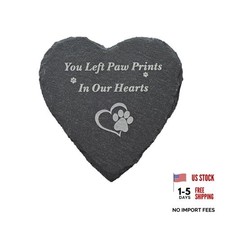 Heart Shaped Pet Memorial Stone 4    Dog Cat Grave Marker with Paw Small-4 inch
