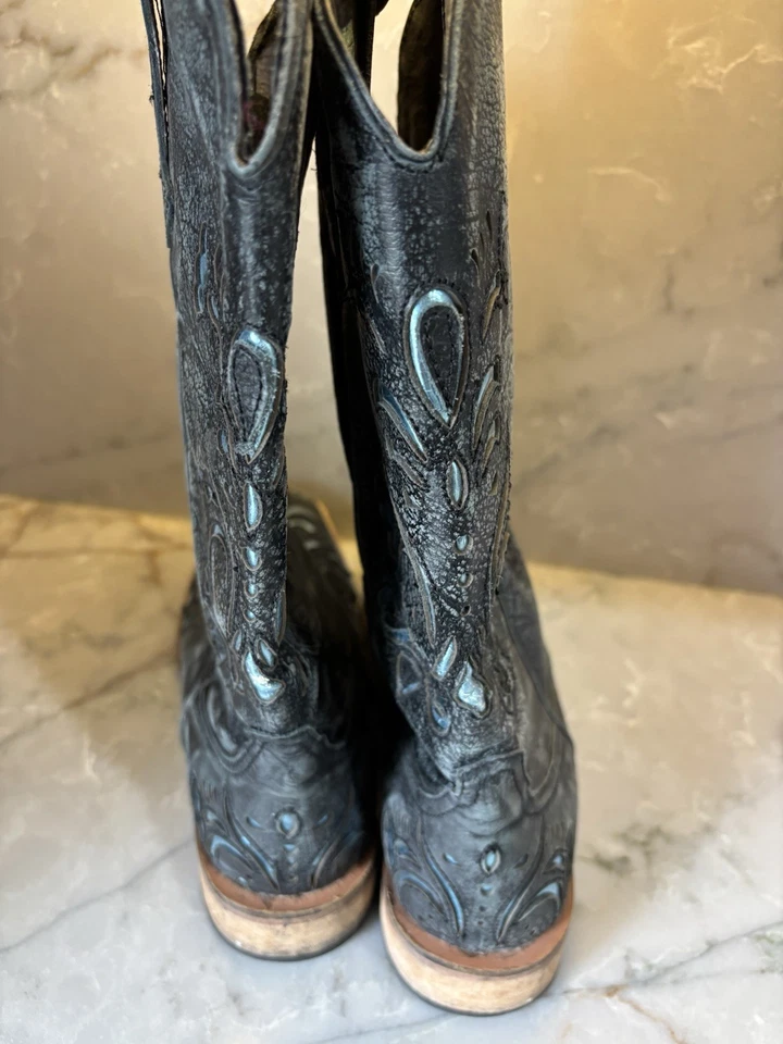Botas de vaquero Roper para mujer talla 6 punta cuadrada con detalles azules Foto 3 de 3