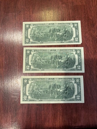 Set of 3 Two Dollar Bills $2 Sequential Notes 1976 - Picture 2 of 2