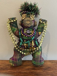 Connie Born 90 ’s ‘Mischief Doll’, Signed, 7”, handmade, Louisiana, Mardi Gras
