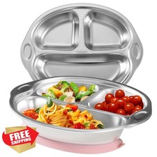 Mrs. Chou Baby Suction Plates Pink Stainless Steel