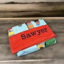 Pottery Barn Kids LEGO Kid Beach Towel Monogrammed Multicolor 32”x64” NWOT